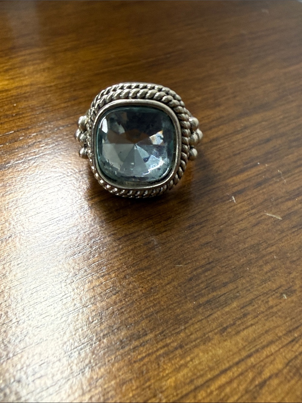 Aqua blue statement ring 7.5